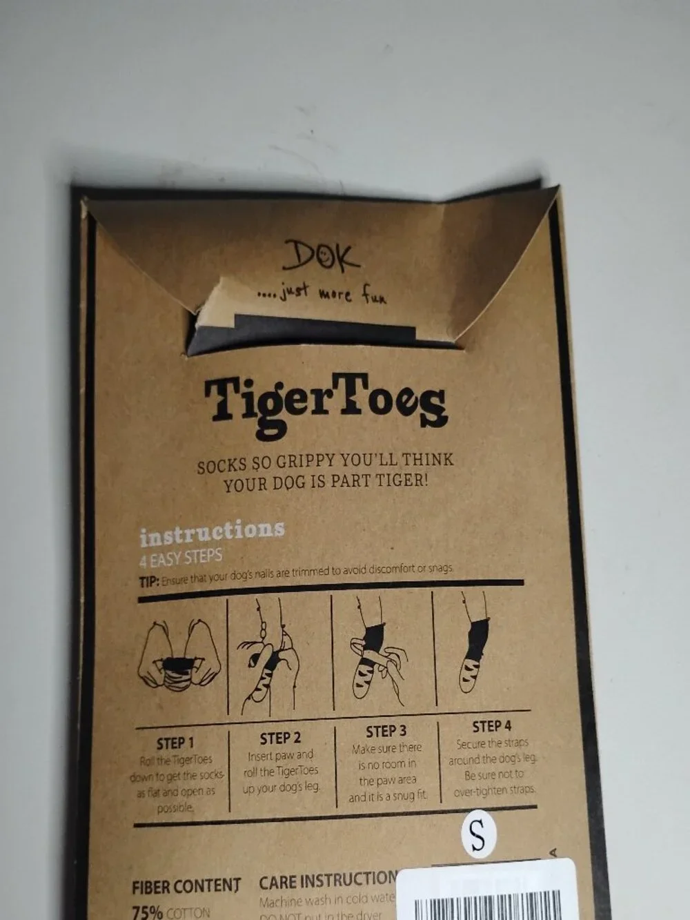 TigerToes DOK Premium Grip Socks for Dogs Small 4 Pack Black Gray Maximum Grip